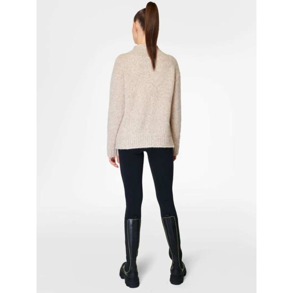 Sweaty Betty Brushed Boucle Funnel Neck Sweater Oatmeal Beige Knit XXL US 14 - Picture 5 of 8